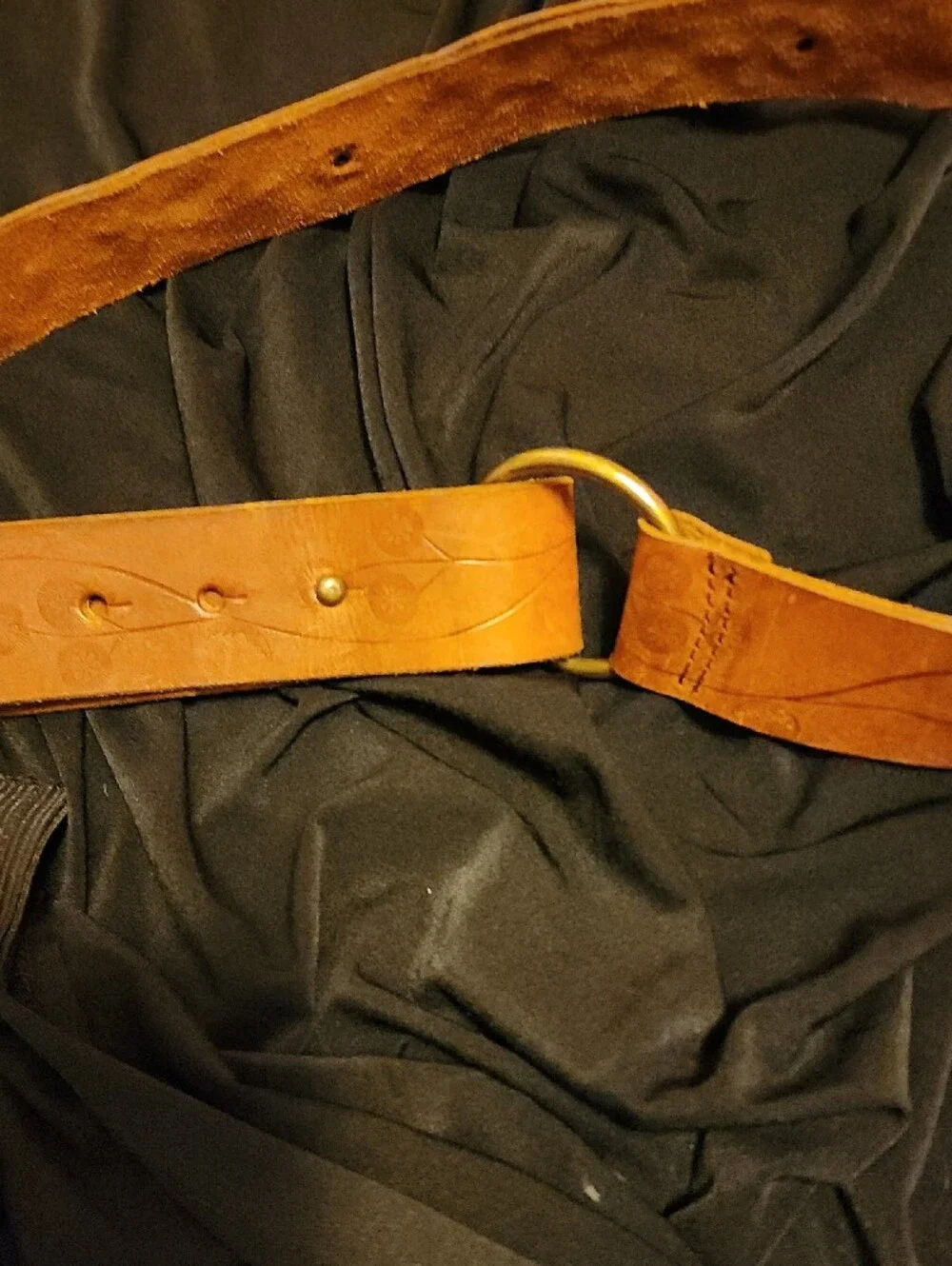 Women's Brown Leather Studded Belt with Turquoise Accents